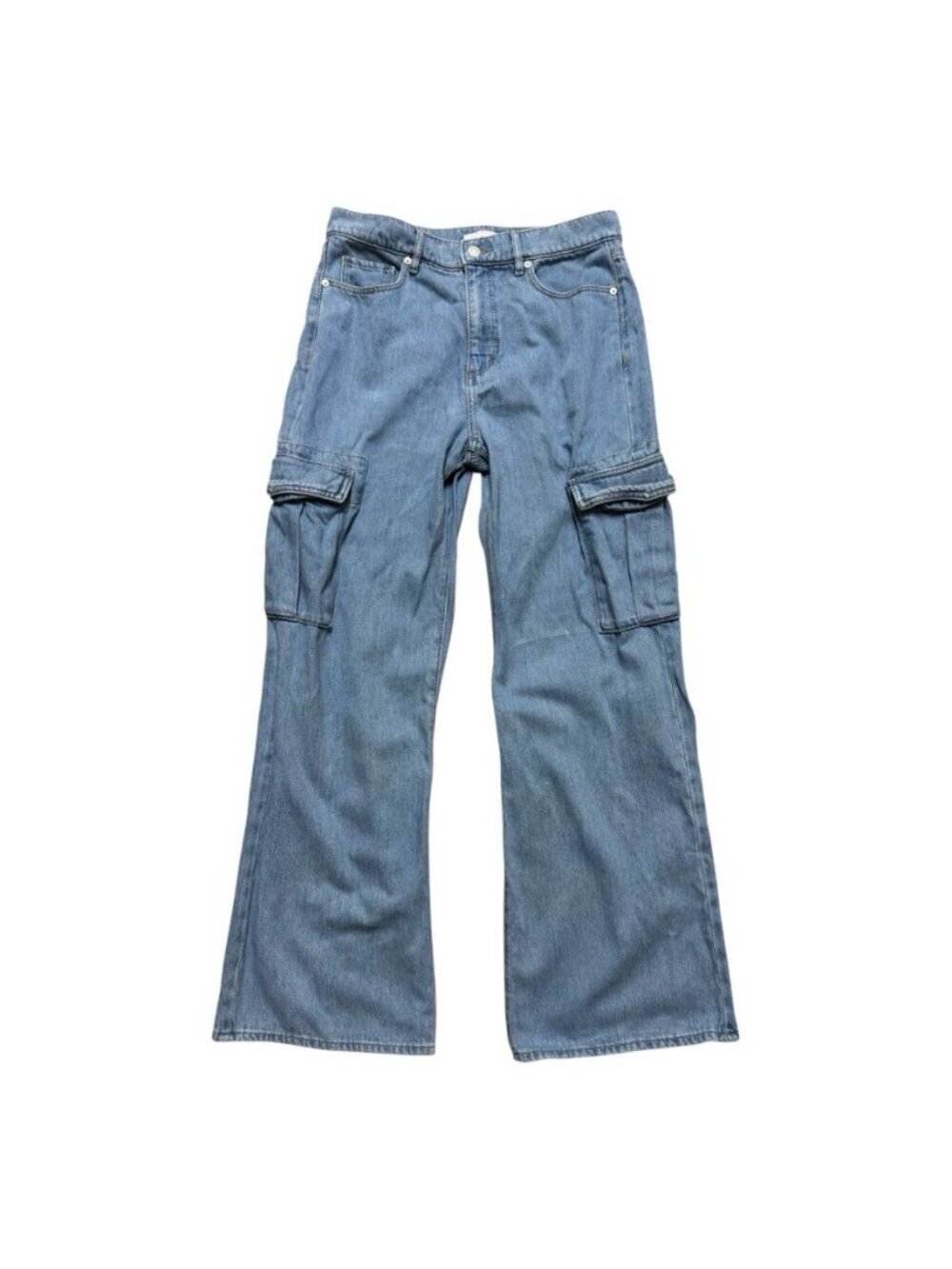 LOFT Wide Leg Cargo Jeans Size 4 Light Wash Lyocell Blend High Rise